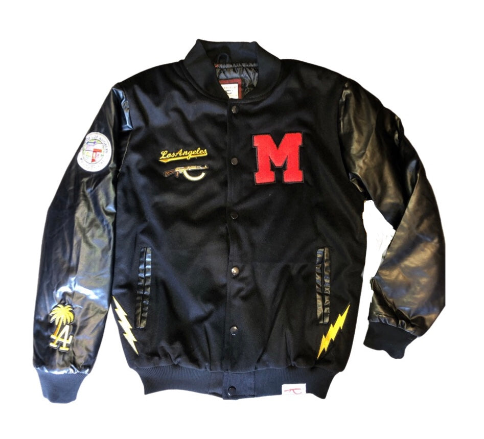 Black Letterman Jacket w/ Logo Patches