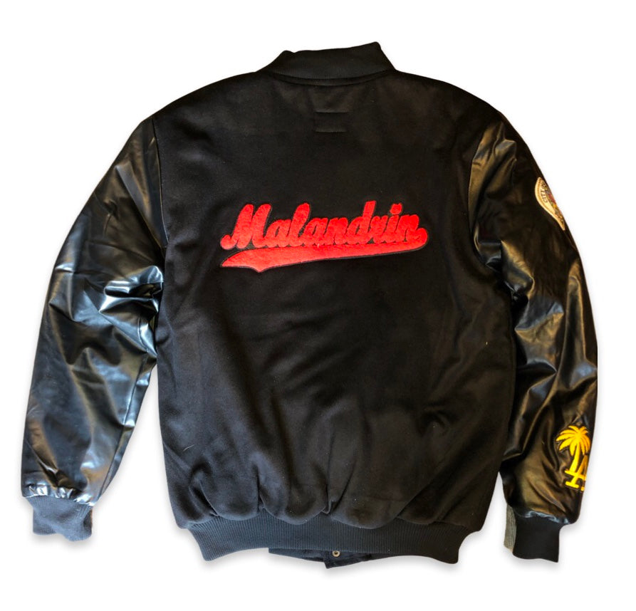 Black Letterman Jacket w/ Logo Patches